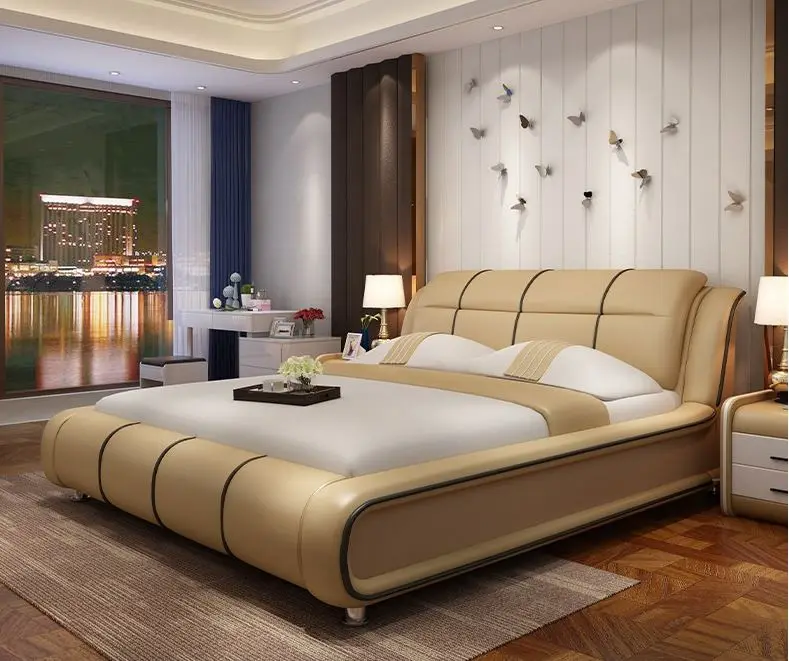 Double bed master bedroom tatami wedding bed imported pine frame + latex mattress + 1 cabinet