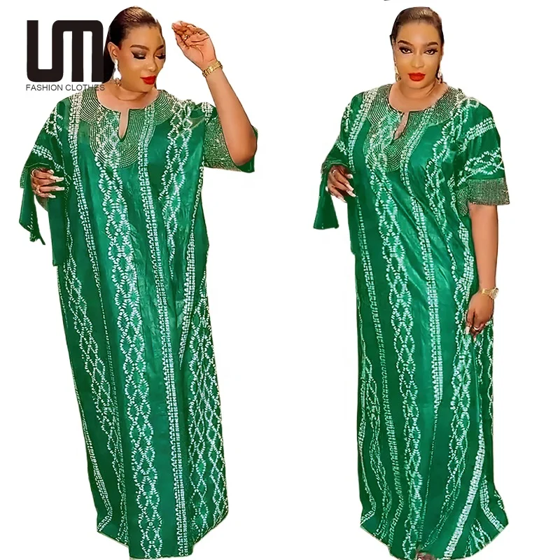 Liu Ming March Expo 2024 African Fashion Women Clothing Elegant Short Sleeve V Neck Muslim Abaya Dresses