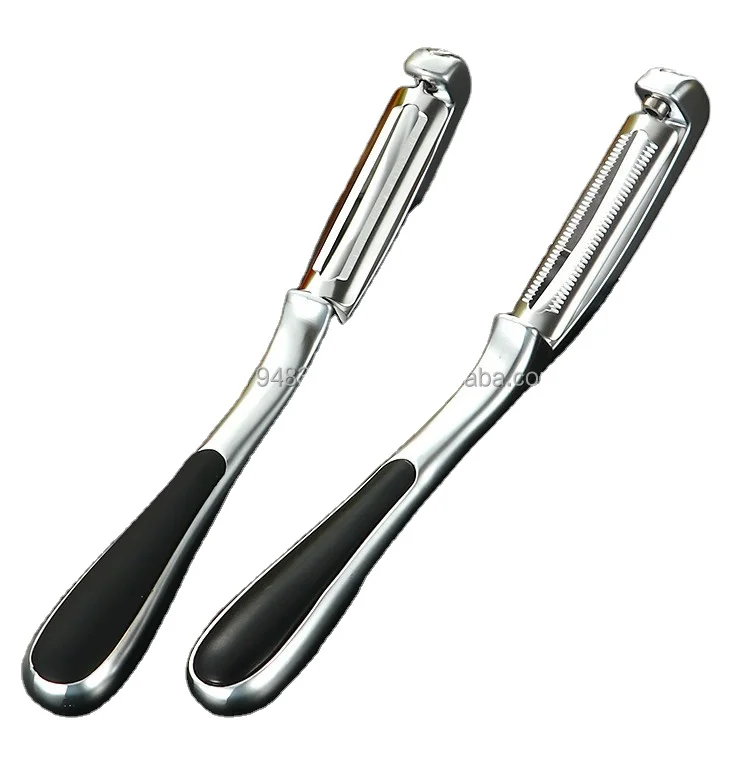 2022 Amazon Hot Sell Two Way Potato Stainless Steel Peeler Kitchen Vegetable Peeler Fruit Wide Swivel Blade and Non Slip Grip