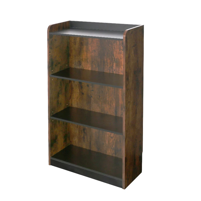 3-Tier Bookcase Storage Shelves Multipurpose Shelf Display Rack with Tube Simple Design Wooden Modern Book Shelf