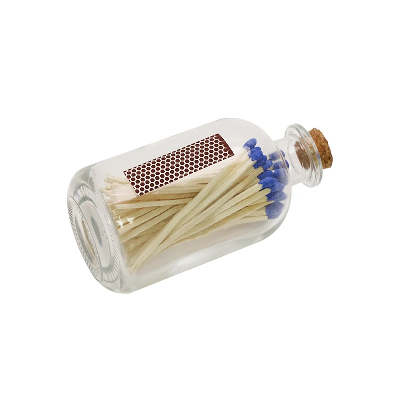 KDG Brand Decor Matches for Candles with Glass Jar 75mm Wooden Matches in Glass Jars
