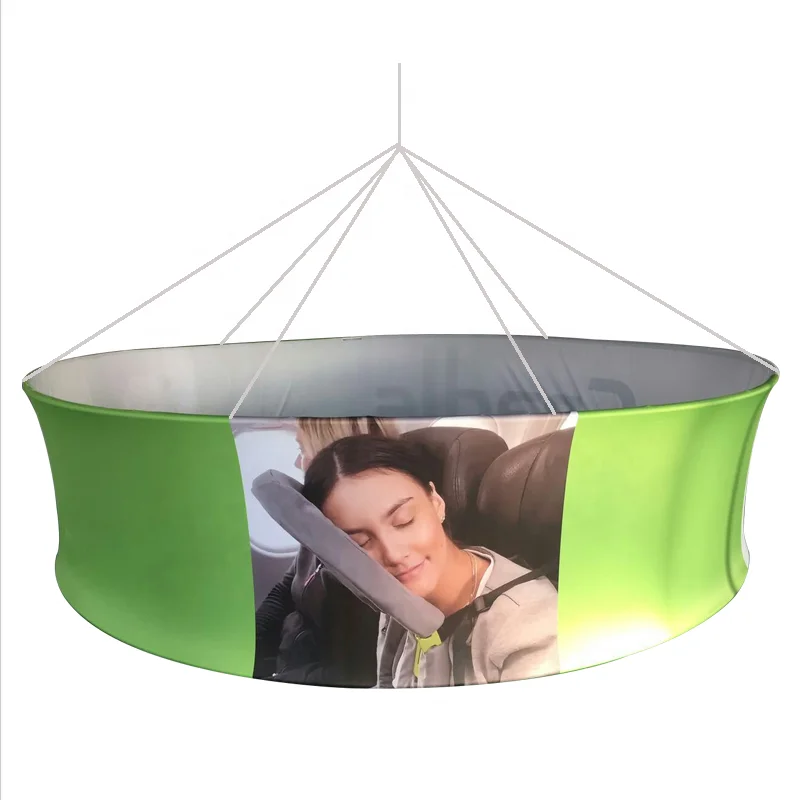 OEM Custom Ez Tube Printed Brand Logo Advertising Sign Circle Trade Display Ceiling Hanging Banner