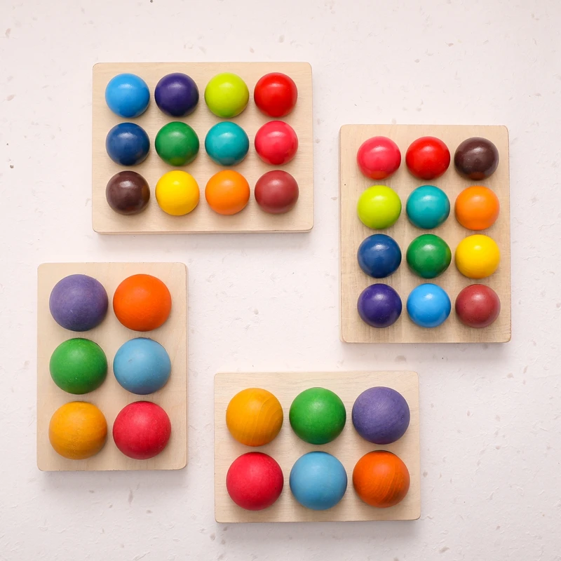 Wooden Rainbow Matching Ball Is A Puzzle Toy For Babies Toys