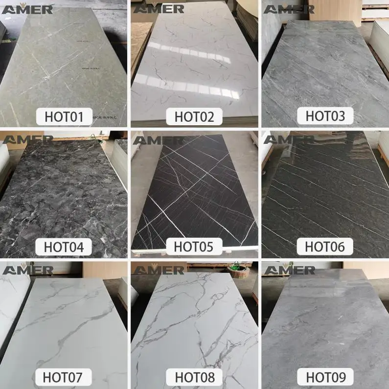 Amer Factory wholesale 2023 Design Plastic Interior Decorative Flute Interior Wall Panels Boards UV marble PVC wall panels sheet