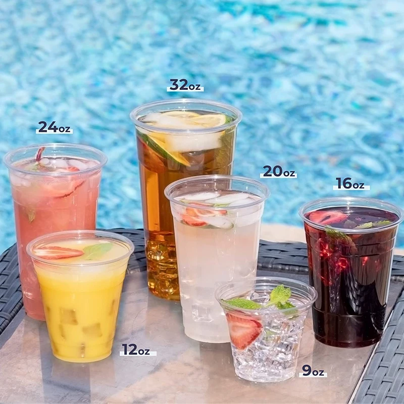 Wholesale Pet Water Coffee Milk Tea Bubble Tea Boba Cups With Lids 12, 16, 20, 24, 32 Oz Plastic Cup