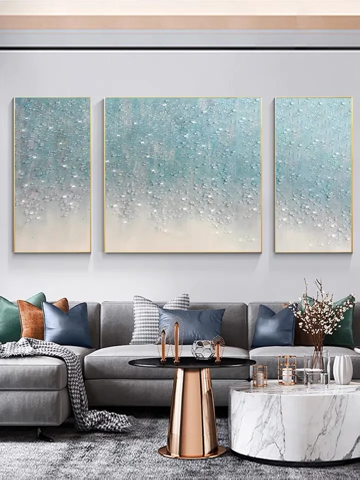 Large Handmade Modern Bright 3D Pink Abstract Artwork Home Decor Oil Painting with Crystal on Canvas