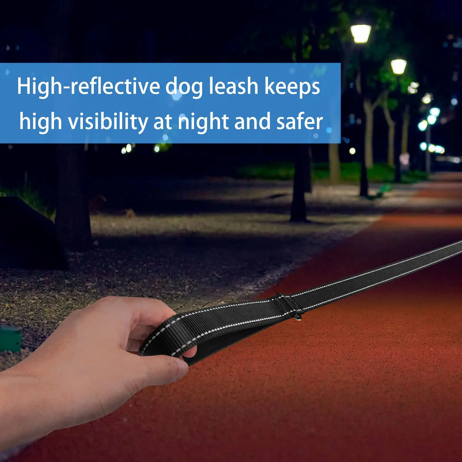 5 Feet Nylon Dog Leash with Triple Reflective Threads and Comfortable Padded Handle for Walking