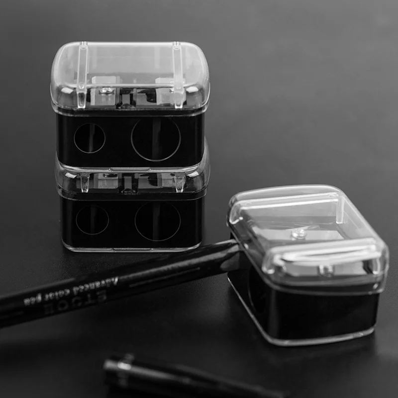 Лезвия Make up розовый точилка для бровей губ с двумя отверстиями пластиковая чашка крышкой изготовленный на заказ логотип кисти макияжа/косметические точилки
