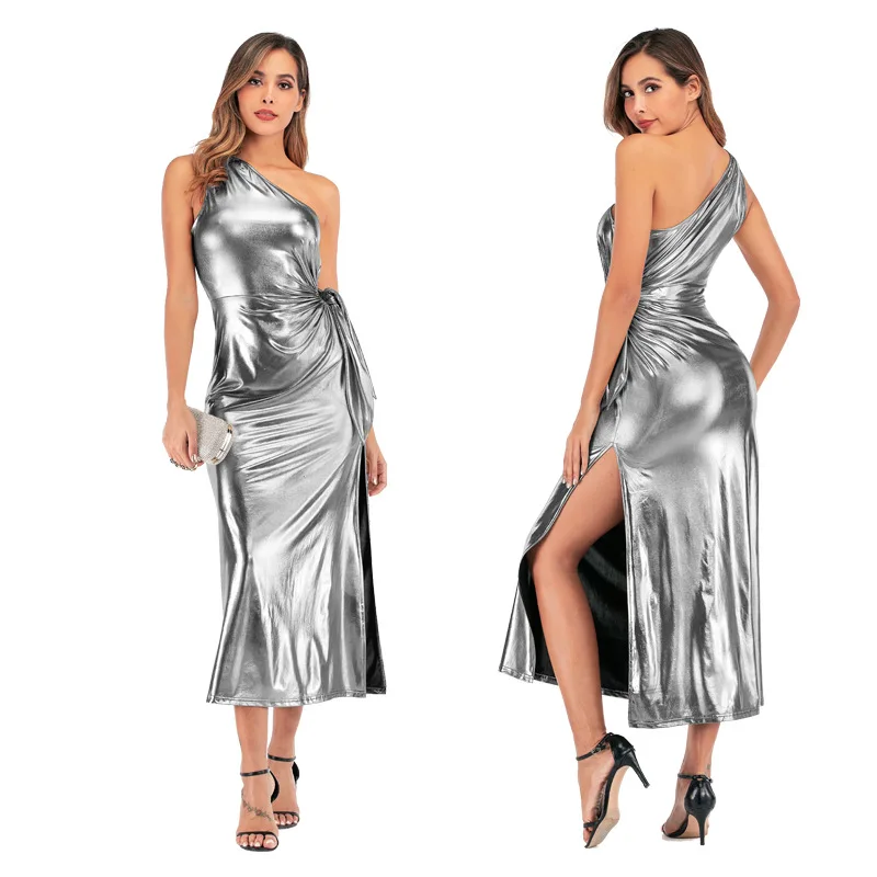 
2020 Amazon Hot Selling Spring Women Sexy Diagonal Off-Shoulder Hip Wrap Cocktail Dress 