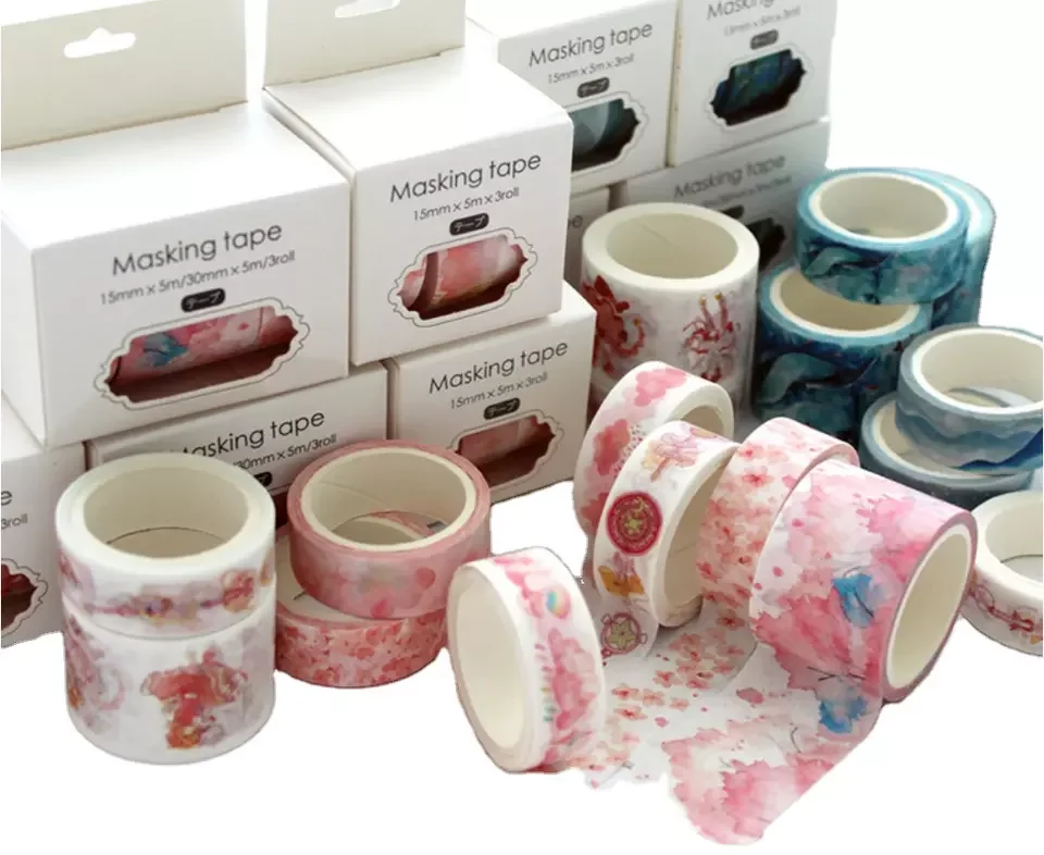 DIY Custom Printing Colored Adhesive Paper Masking Washi Tapes Japanese Washi Tape Mumbai Indonesia Washi Paper Tape