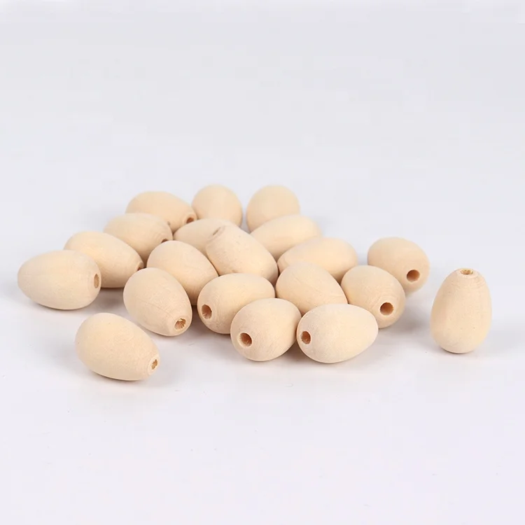 High Quality Jewelry Accessories Bulk Wooden Beads Natural Unfinished Oval  Shaped Wood Beads