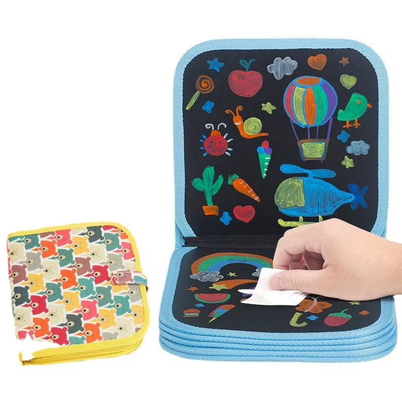 best selling product amazon Children portable painting color book blackboard children picture books chalk painting book