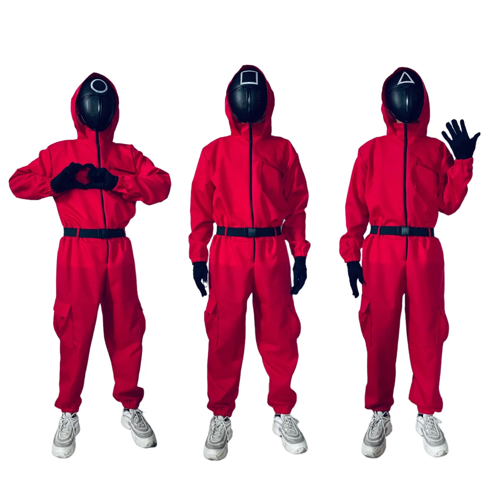 Wholesale Halloween Costume Squid Game Uniform Supervisor Cosplay Costume Red Suit Onesie Outfits Squid Game Jumpsuit
