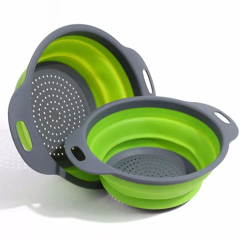 New Arrivals Round Drainage Basket Folding 2-piece Plastic Cesta de drenaje Telescopic Customized Folding Drainage Basket