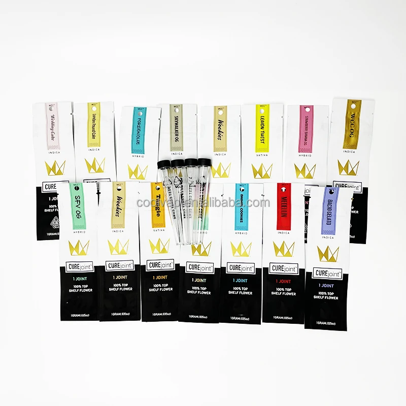 West Coast Cure Cured Joints tube Packing 1Gram flower joint tube with bags Pre roll packaging