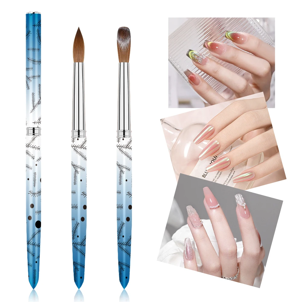 Custom Logo Hot Sale 100% Kolinsky Acrylic Nail Brushes Art Painting Drawing Tools Nail Art Brush Wholesale