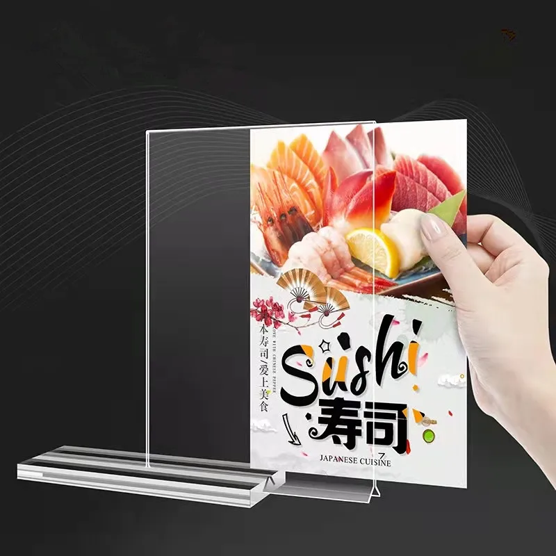 Pull Type Horizontal A4 A5 A6 Sizes Clear Acrylic Sign Holder Display Stand/Acrylic Menu Perspex Poster Sign Display