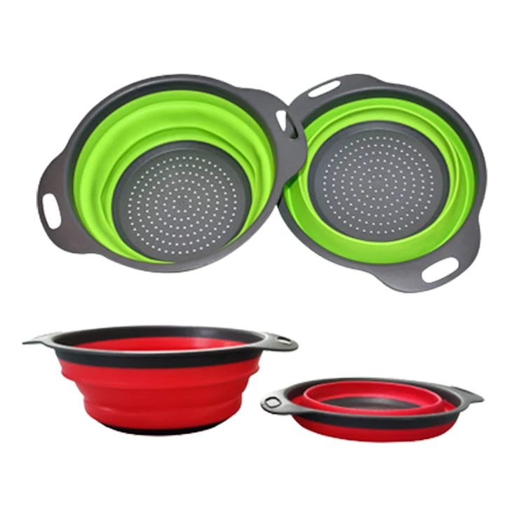Green Red Color Silicone Collapsible Pasta Food Net Strainer