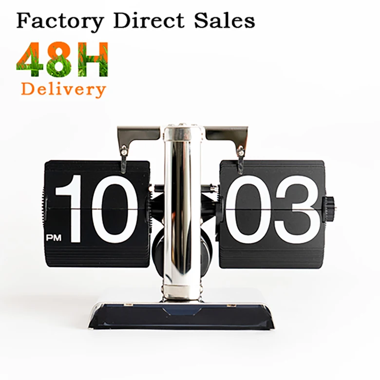 Lelyi New Arrival Balance Shaped Metal Auto Flip Down Clock Desktop Decorative Clock With Single Holder