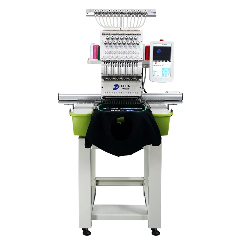 Multi Needles Single Head Computer Embroidery Machine High Speed Function Hat T-shirt Garment 15 Colors