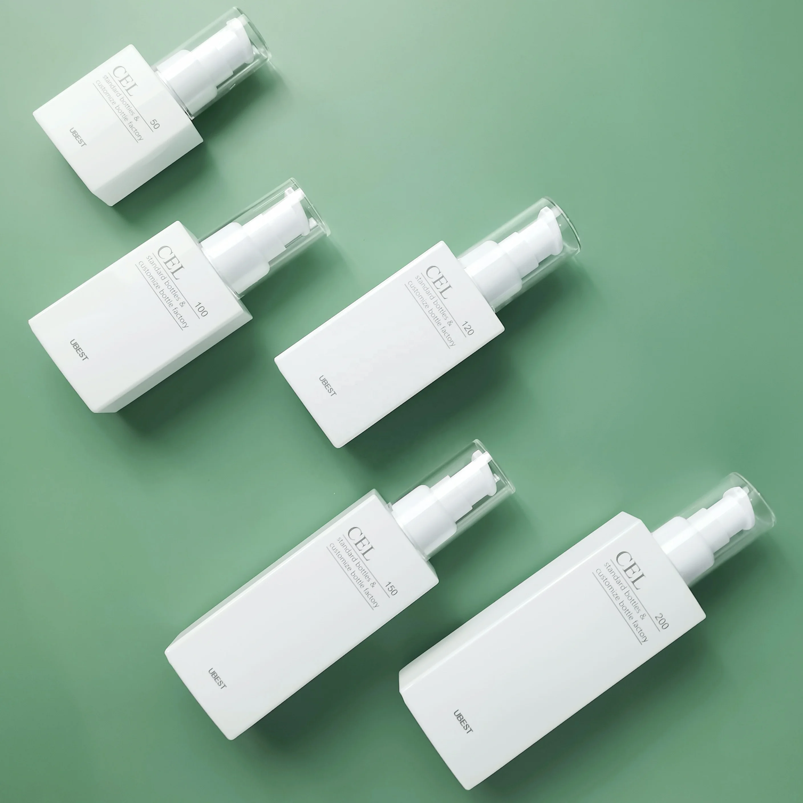 Cosmetic PETG Square Bottle with Lotion Pump Cream Pump Unique Style Free Sample Luxury Skin Care Screen Printing CEL Round 3000