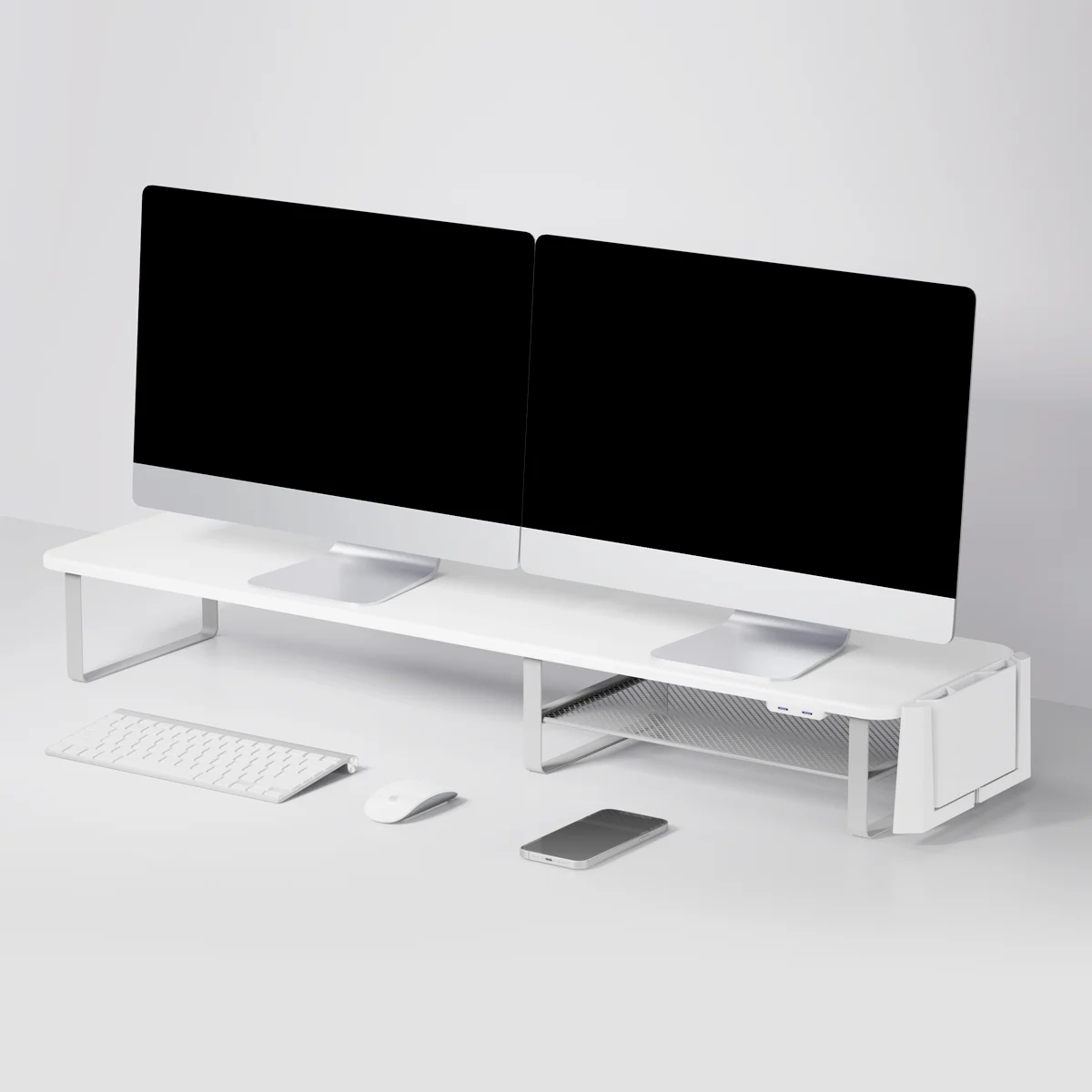 Hot Selling Extra Large Storage PC monitor stand 2 laptop Computer desks Monitor Stand riser with USB-C