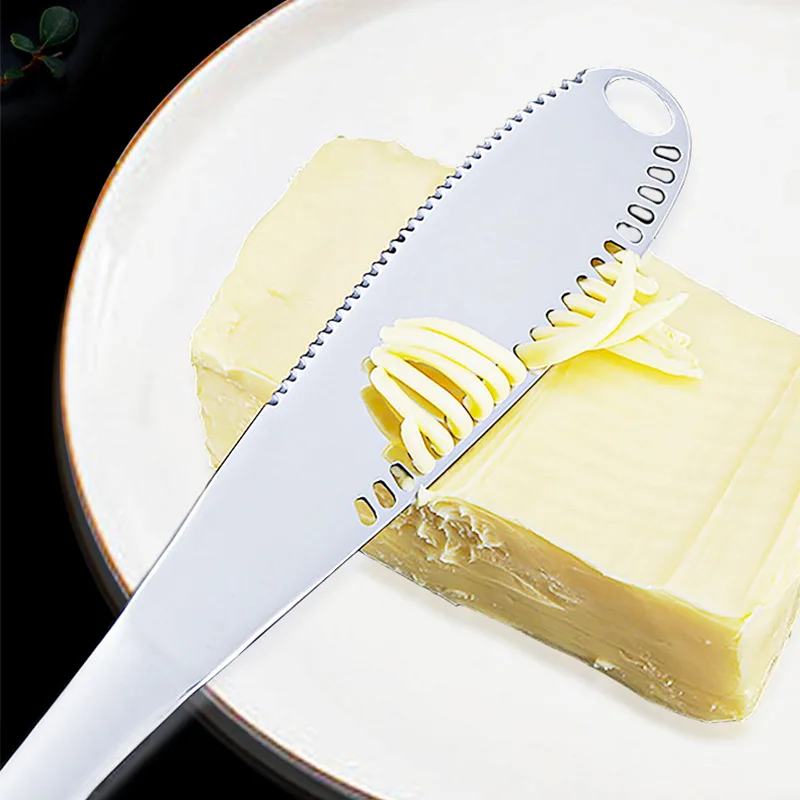 Hot Selling stainless steel cheese knife with hole cheese slicer bread jam spatula cheese tools butter knife