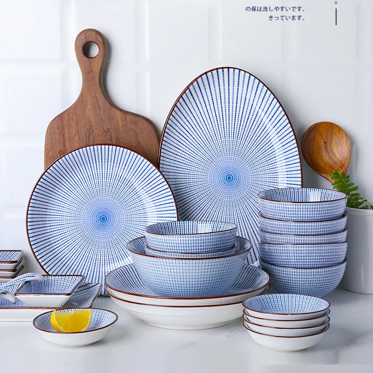 Factory direct wholesale restaurant ceramic dinner set Japanese style hotel irregular porcelain plates and dish dinnerware sets