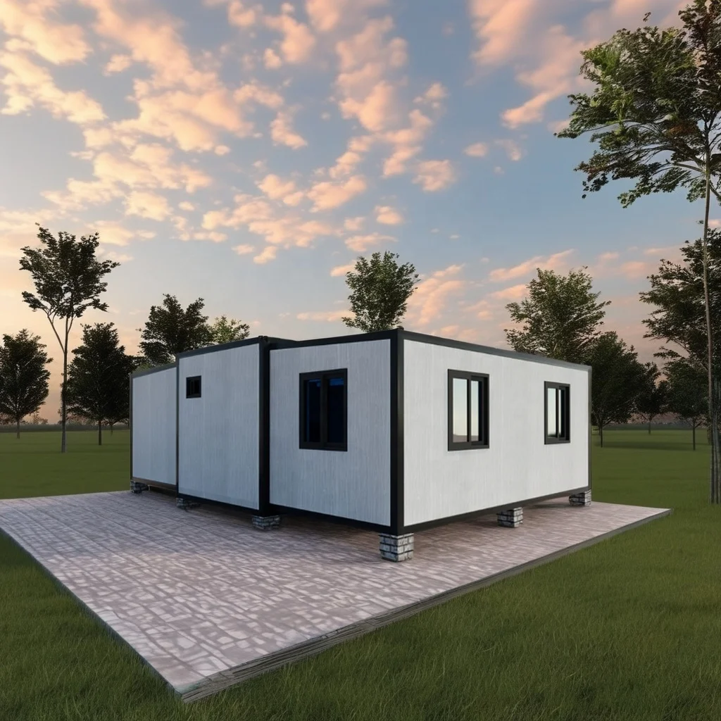 20ft 40ft Foldable Expandable Portable Container Modular House Steel Exterior Wall Interior Effect Bedroom Living Room Living