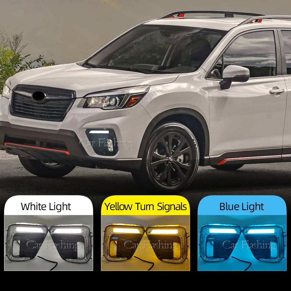 For Subaru Forester 2019 2020 2021 LED DRL Daytime Running Light Daylight Fog light yellow turn signal lamp