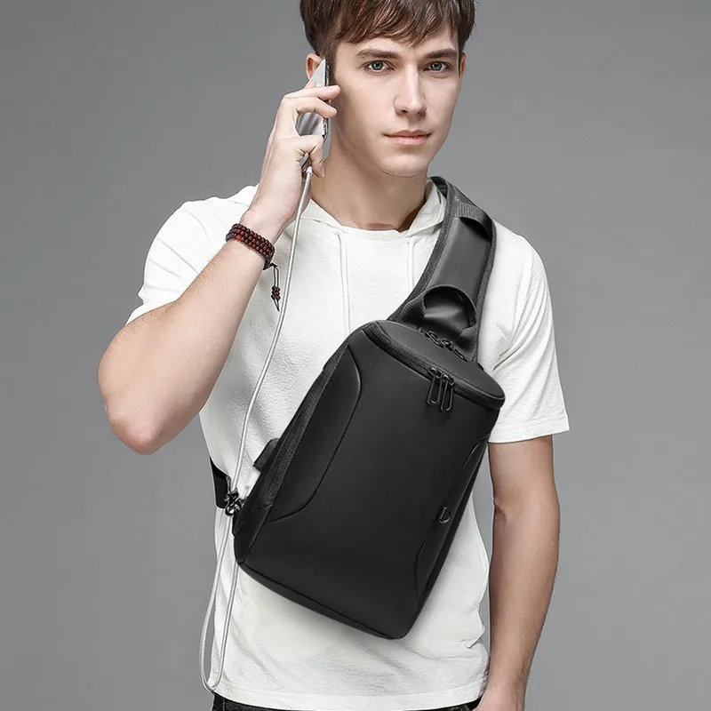 
Tendy Cross Body Bags for Men Chest Crossbody Bags PVC Waterproof Mens Shoulder Sling Bag 