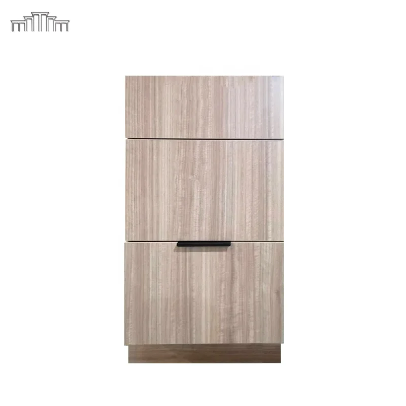 Apartment Hotel School Project Wholesale Frameless MDF Melamine Flat Panel Drawer Door Kitchen Cabinets With DTC Soft Close