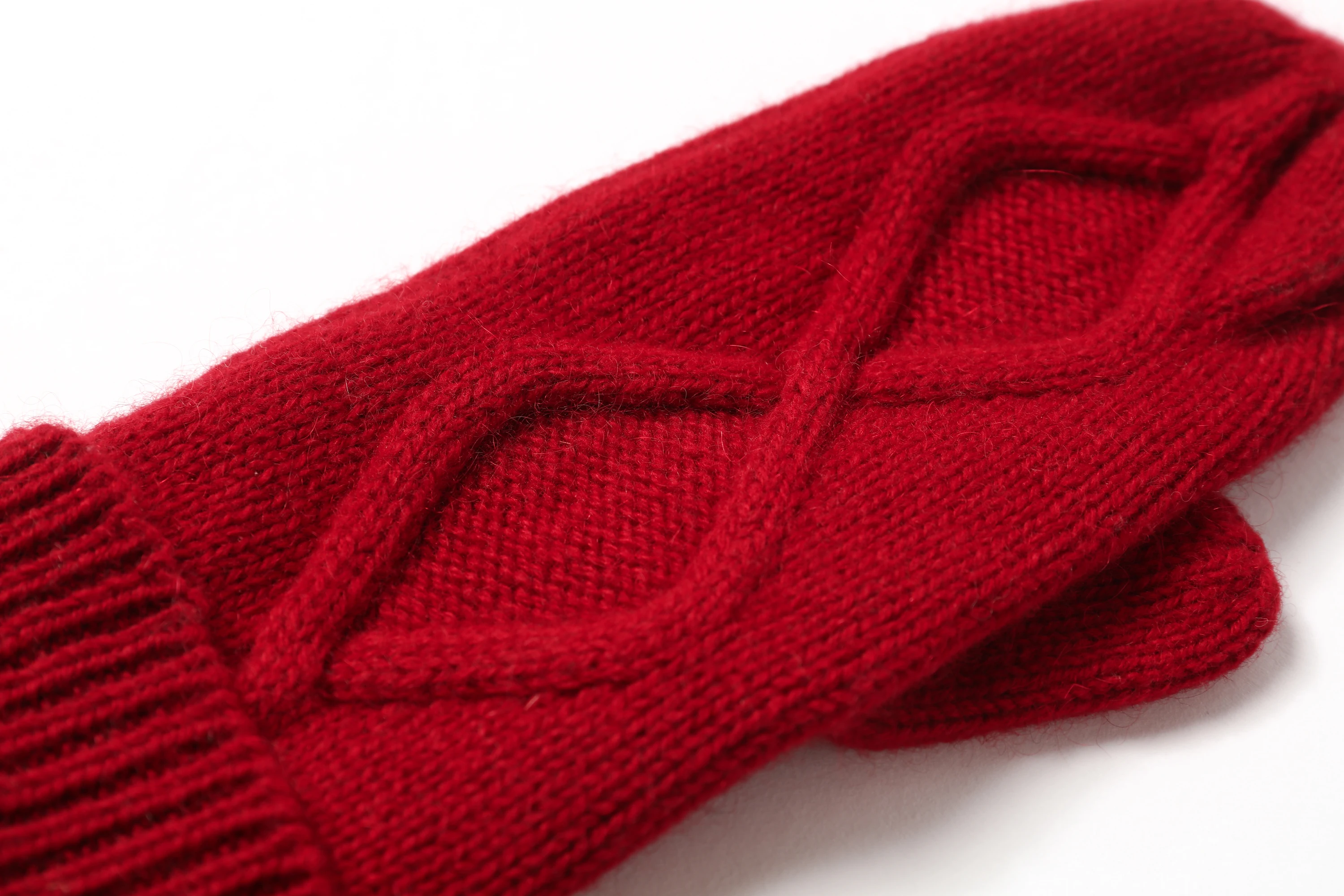 Warm Stretch Women Winter Pure Virgin Cashmere Thick Knitted Gloves Mittens