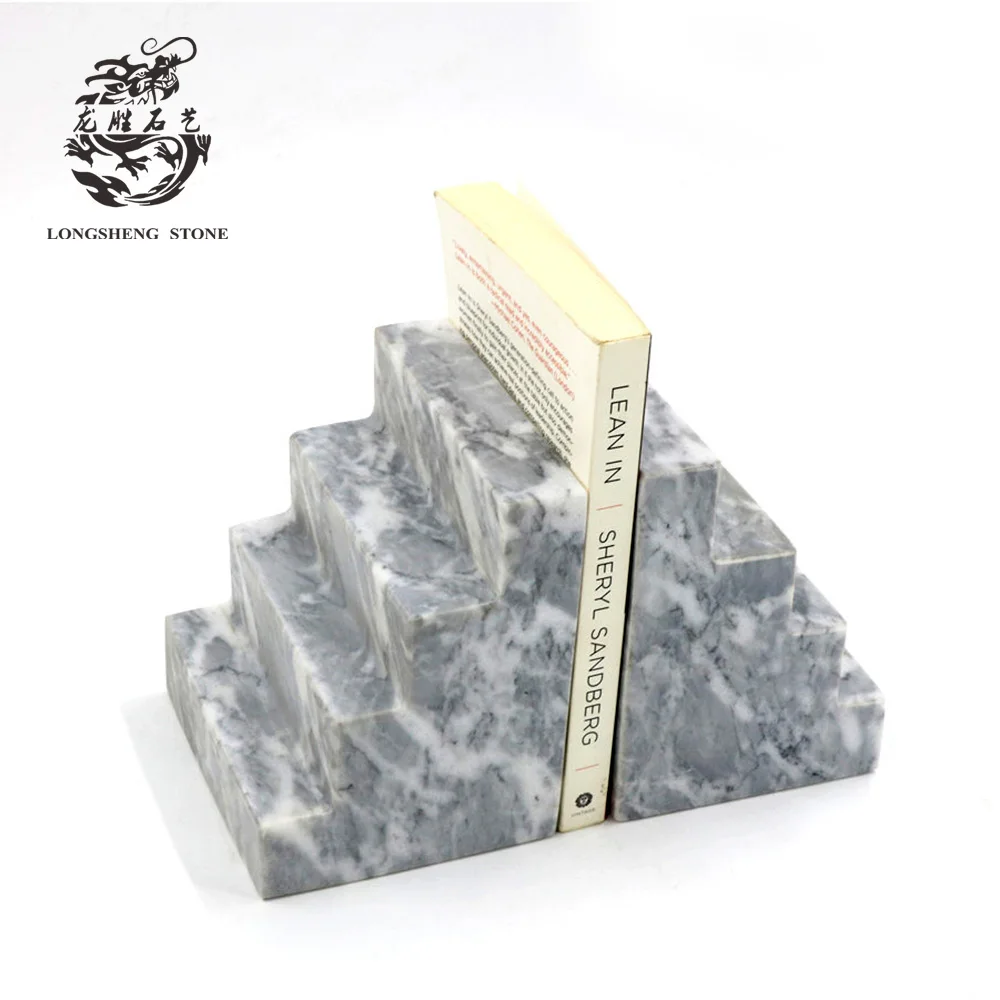 factory cheap price marble crafts natural stone bookends study room bookend stand for student