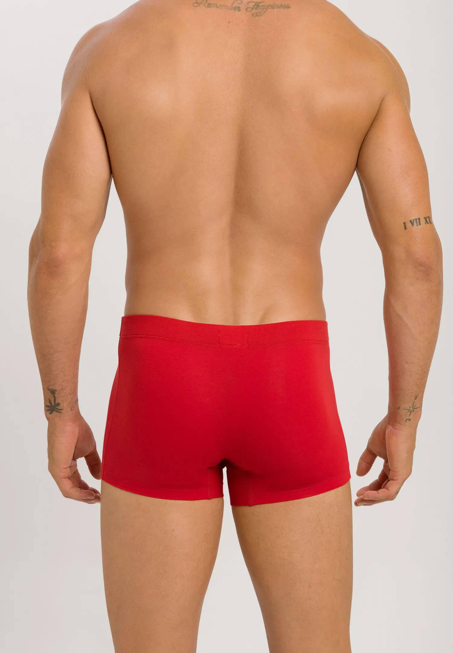 Fashion Mens Simple And Good Quality Basic Solid Underwear With Custom LOGO On Waistband Boxer Briefs For Male