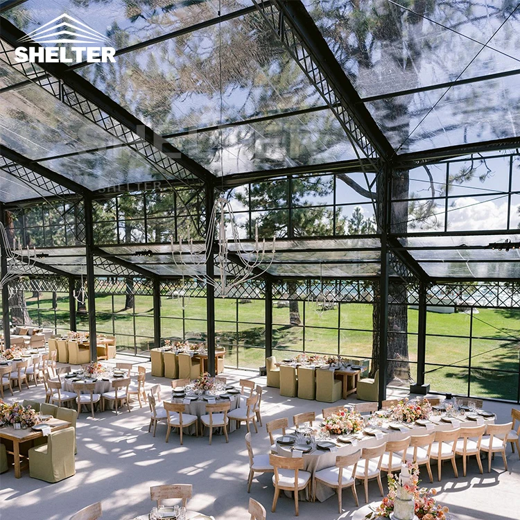 Outdoor Luxury Large Church temporary structure Orangery Glass Tent for Events Wedding Party