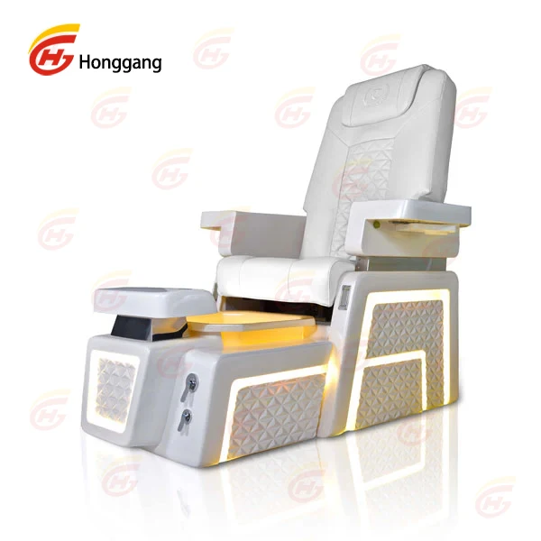 Luxury Professional White Pu Leather Pipeless Magnetic Jet Nail Salon Foot Spa Massage Electric Pedicure Manicure Chair