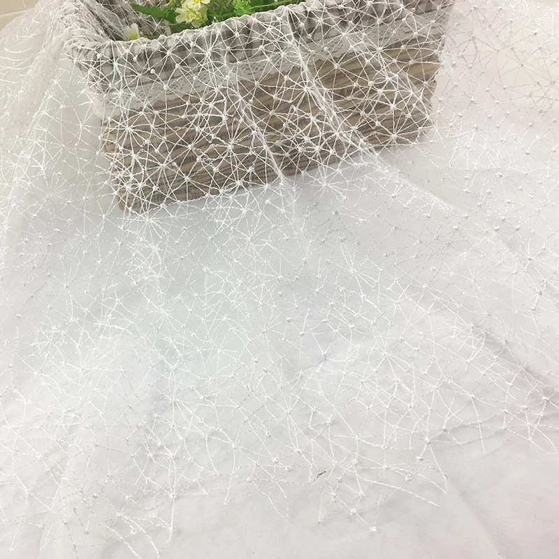 New style spider web/mesh net yarn embroidery dress lace fabric