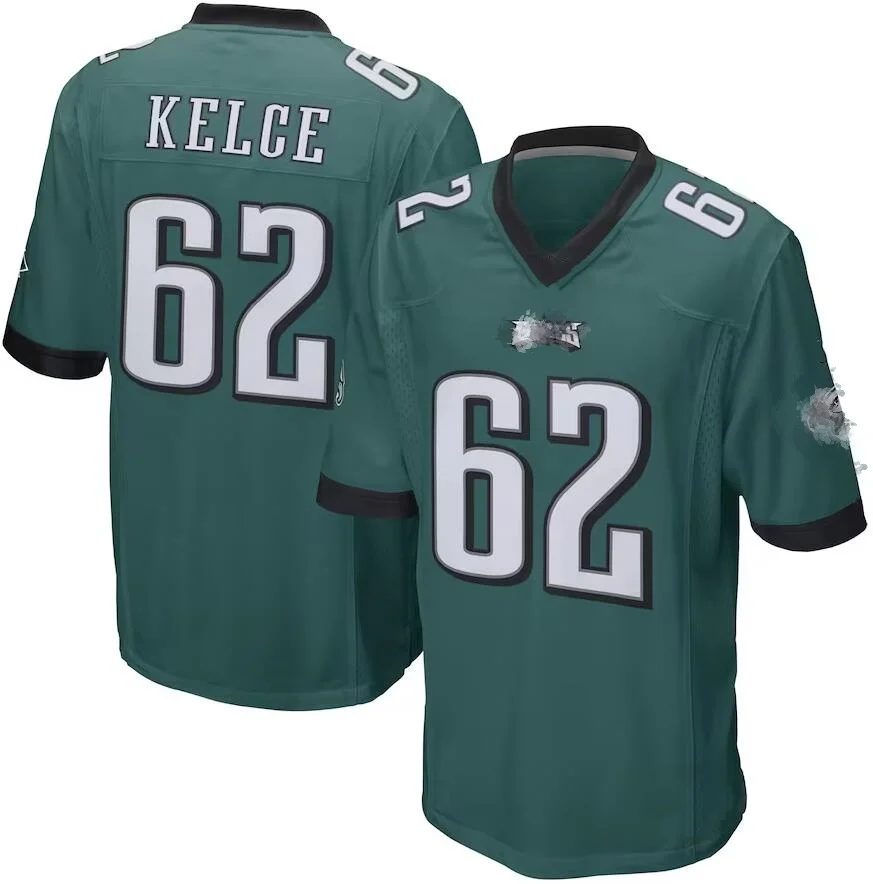 Мужская молодежная Женская #1 Jalen больно #26 Saquon Barkley #62 Jason Kelce #6 DeVonta Smith и так далее сшитая Американская Футбольная майка