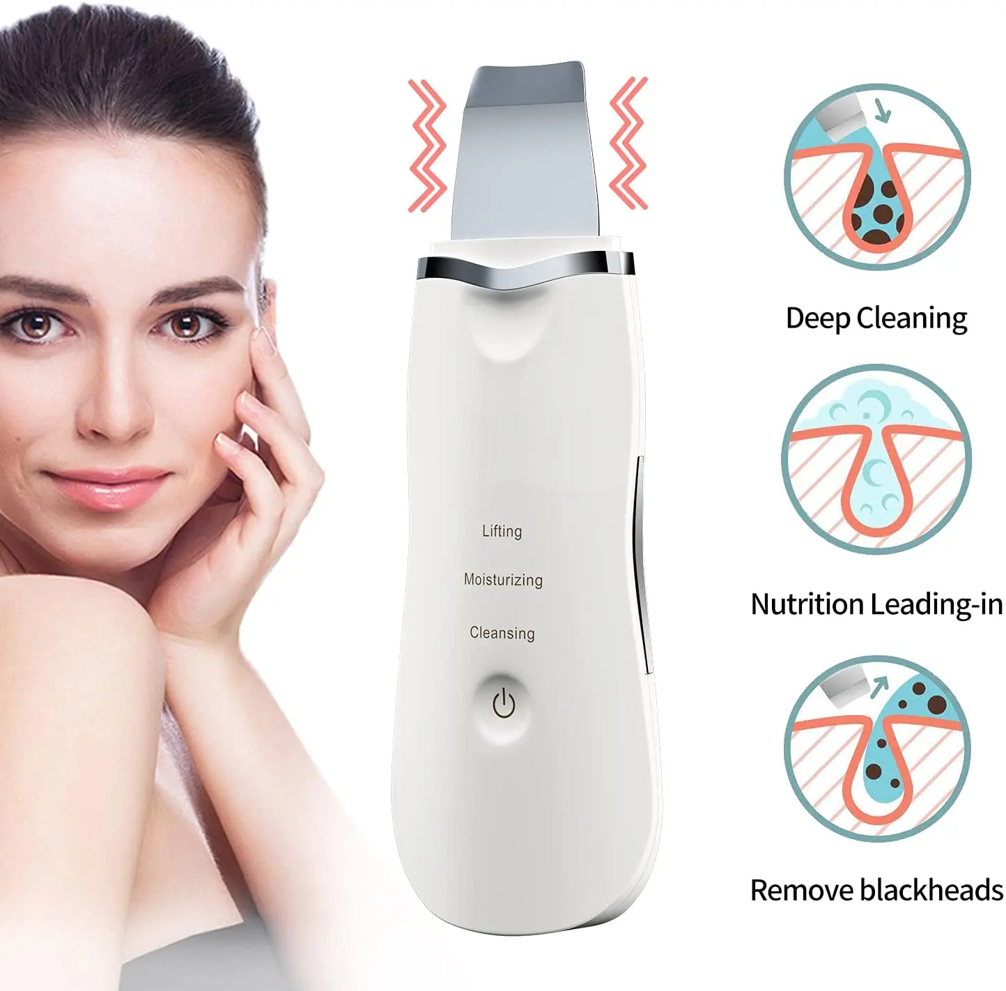 Multi-functional Beauty Equipment Portable Ion Skin Scrubber For Pore Cleansing Vibration Massage Ultrasonic Beauty Device