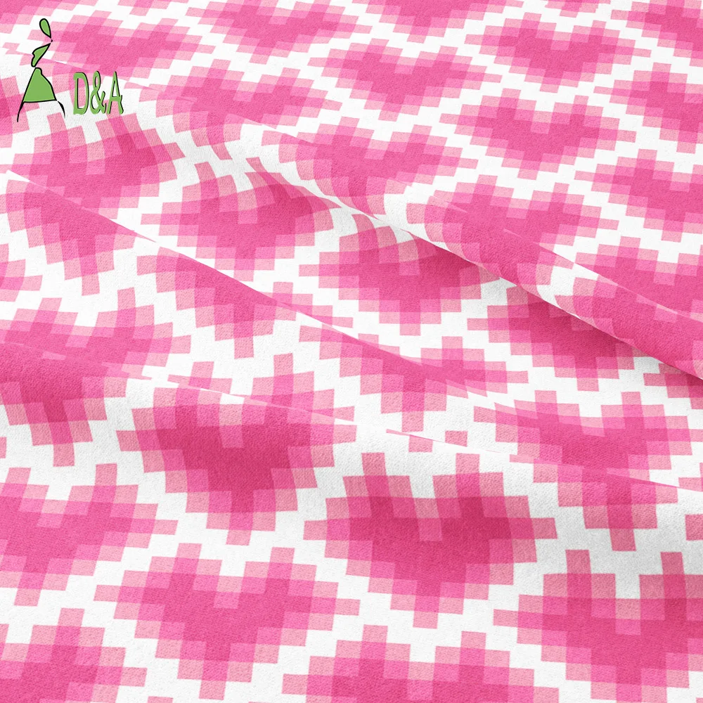 Wholesale Geometric Pixel Love Pattern Printed Fabric 100% Polyester Satin Fabric For Garment
