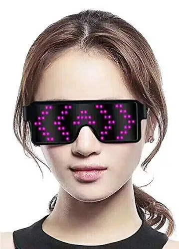 Glowing Party Favor, USB Rechargeable Light Up Eyeglasses with Flashing Neon, 8 Patterns LED Luminous Glasses for Christmas