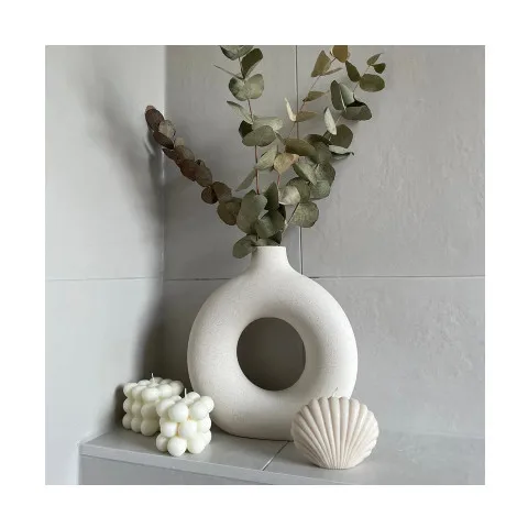 Nordic design flowerpot ins round hollow ceramic vase home decoration accessories office desktop flowerpot