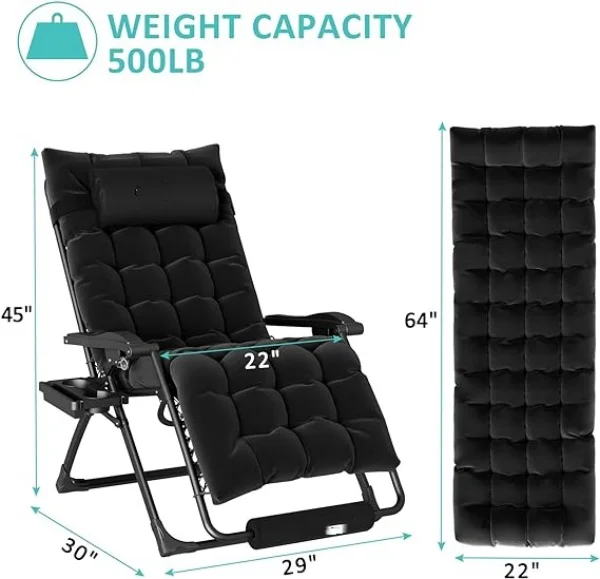 High Quality Lounge Chairs Portable Outdoor Comfortable Oversized Zero Gravity Lounge Chair with Cushion