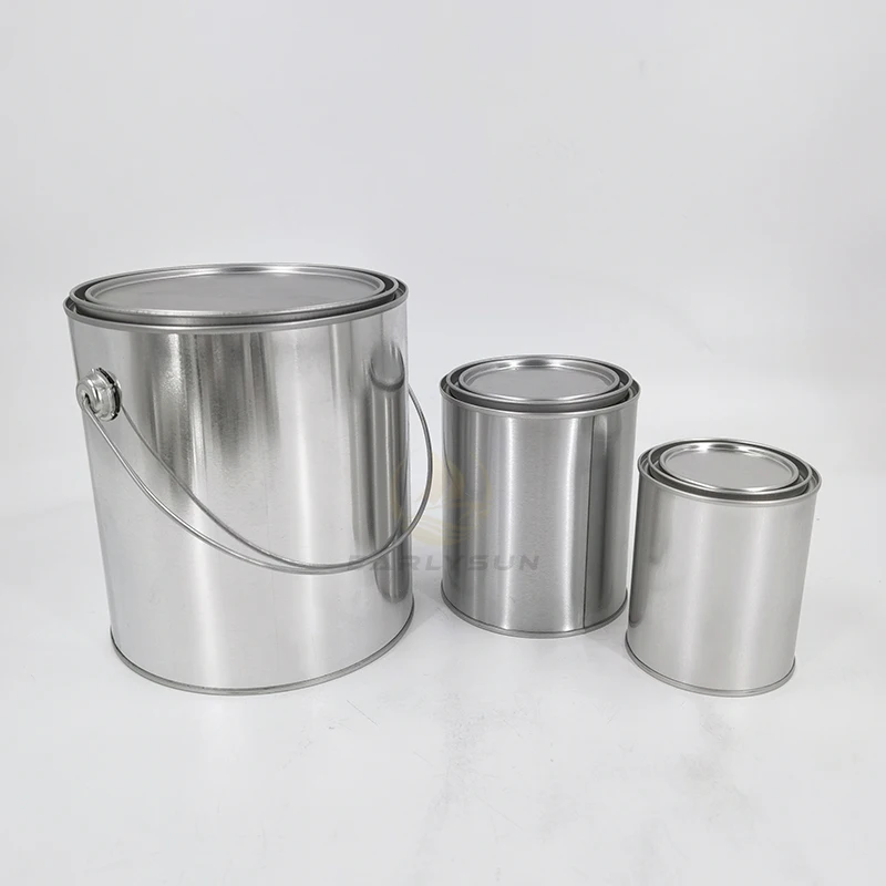 3.7kg Metal Paint Bucket Tin Pail With Handle And Lock Ring Lid