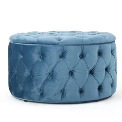 Free shipping within the U.S Velvet Leisure Living Room Furniture Hot Sell Round Ottoman With Storage