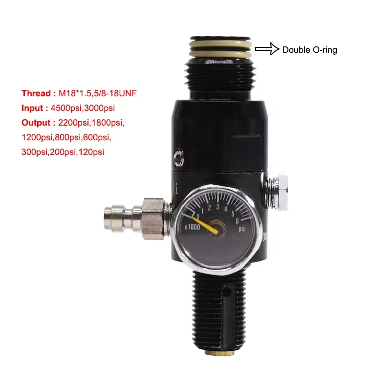 New Double Rubber O-Ring Paintball Air Tank PCP HPA 4500psi 3000psi Compressed Air Tank Co2 Regulator Valve Output Pressure