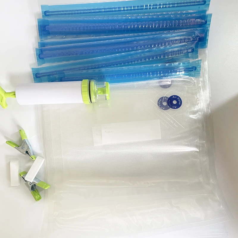 Space saver foldable reusable vacuum storage bag for food with pump