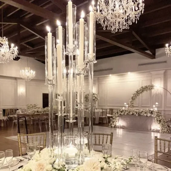 Candelabra 5 Arms Acrylic Candle Holders Table Centerpiece Decoration Flower Stand Candelabrum For Wedding Party