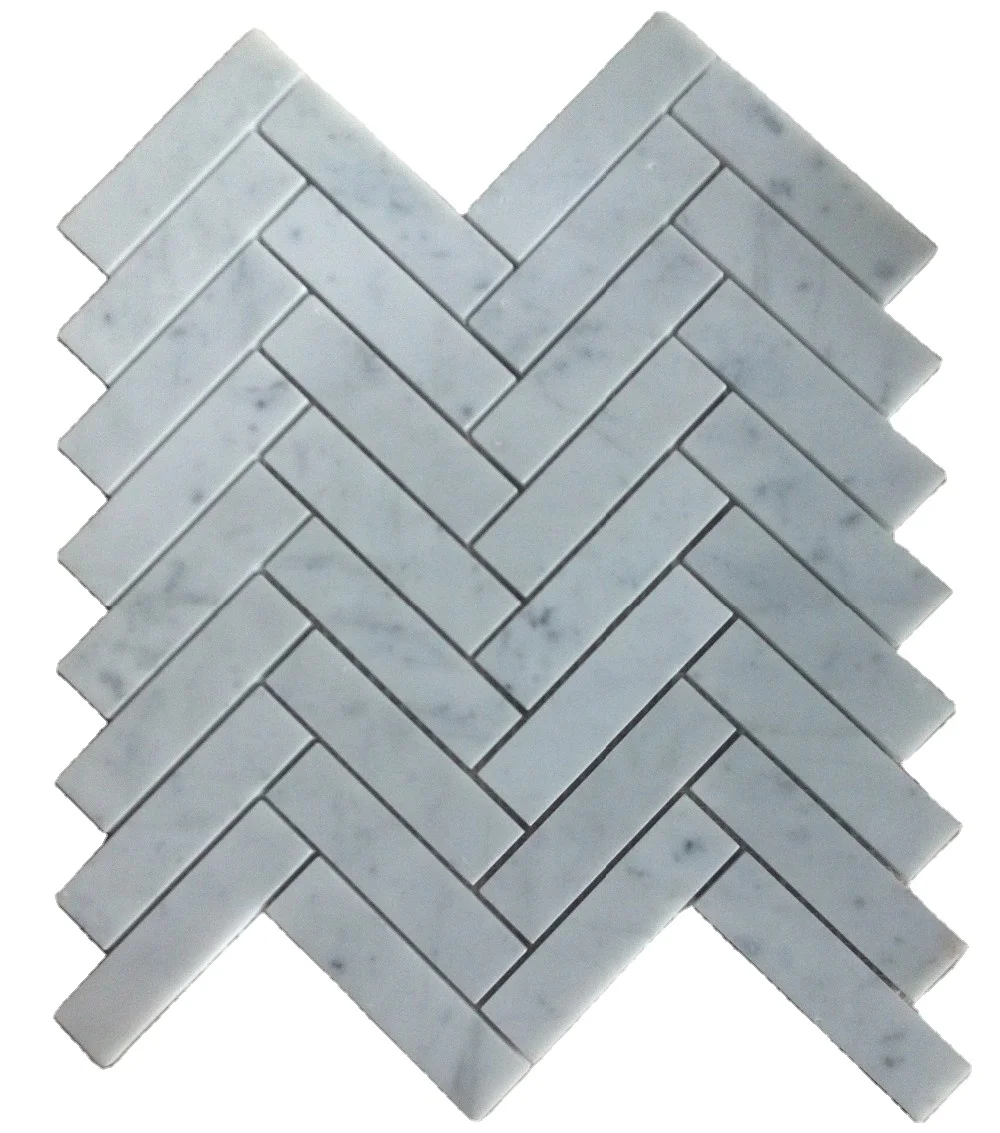 high quality carrara white herringbone marble mosaic tile